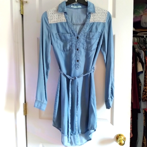 Adorable Denim Mini Dress - Picture 1 of 6